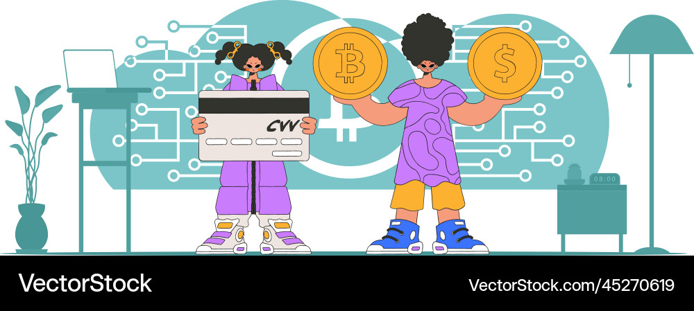 Concept of managing interaction with digital Vector Image