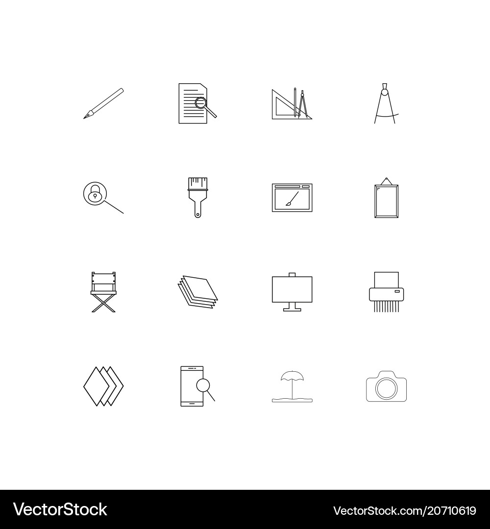 Creative process and design simple linear icons Vector Image