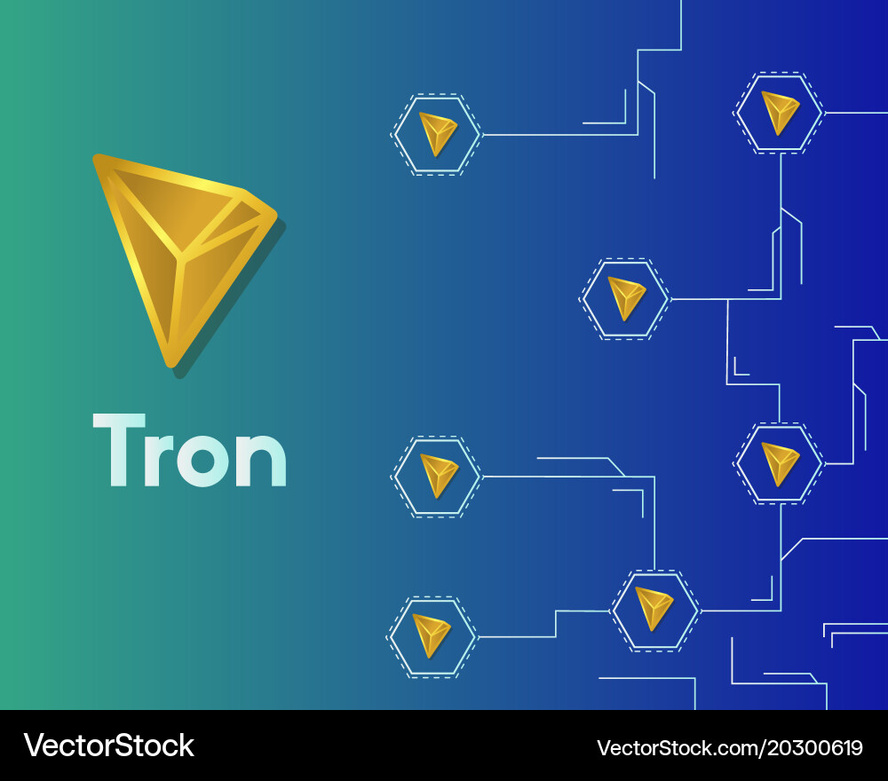 Cryptocurrency tron blockchain circuit networking vector image