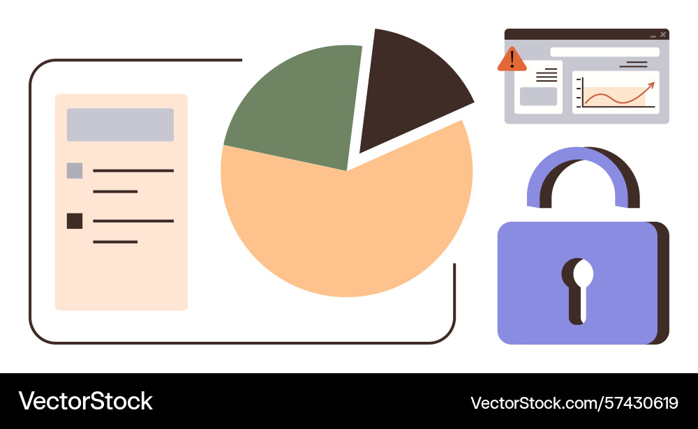 Data analysis with pie chart security icon Data analysis with pie chart security icon vector image