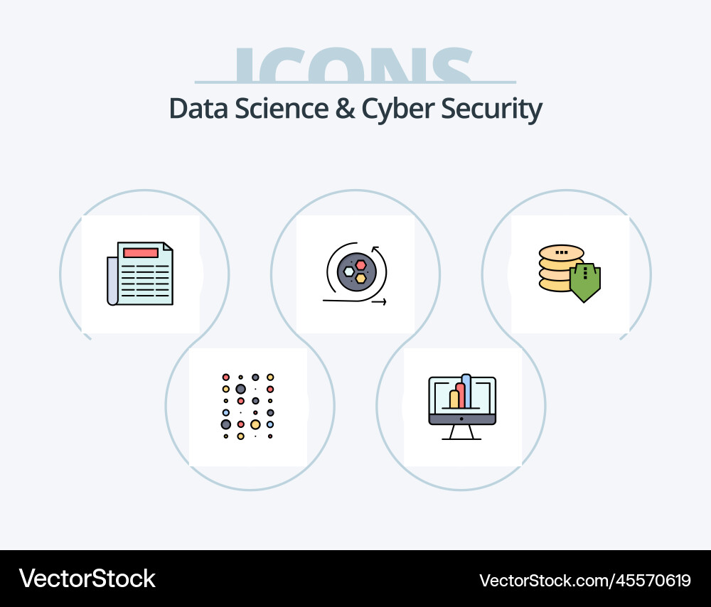 Data science and cyber security line filled icon vector image