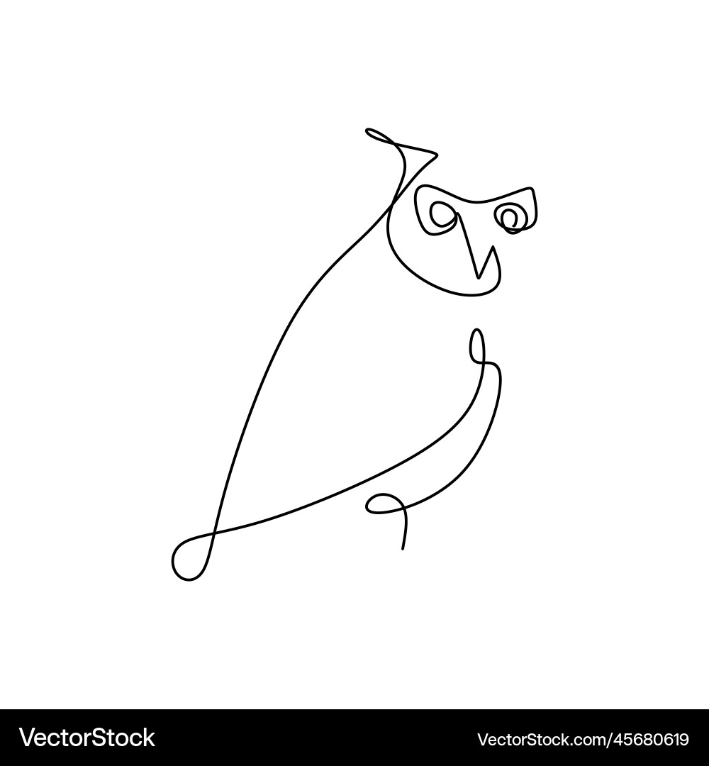 Drawing a continuous line of owls with simple Drawing a continuous line of owls with simple vector image