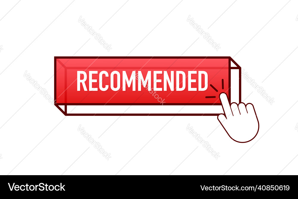 Flat recommended button for web marketing design Vector Image