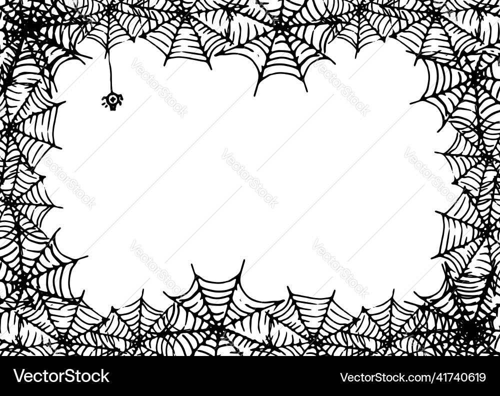 Frame made of spider web with an empty Frame made of spider web with an empty vector image