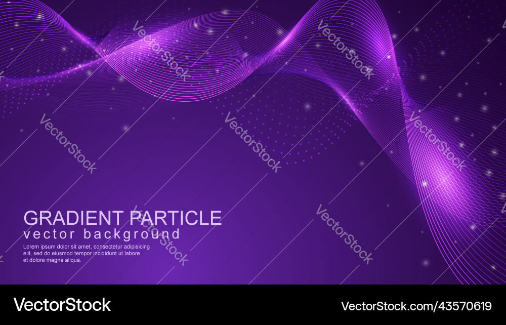 Gradient wave particles background vector image