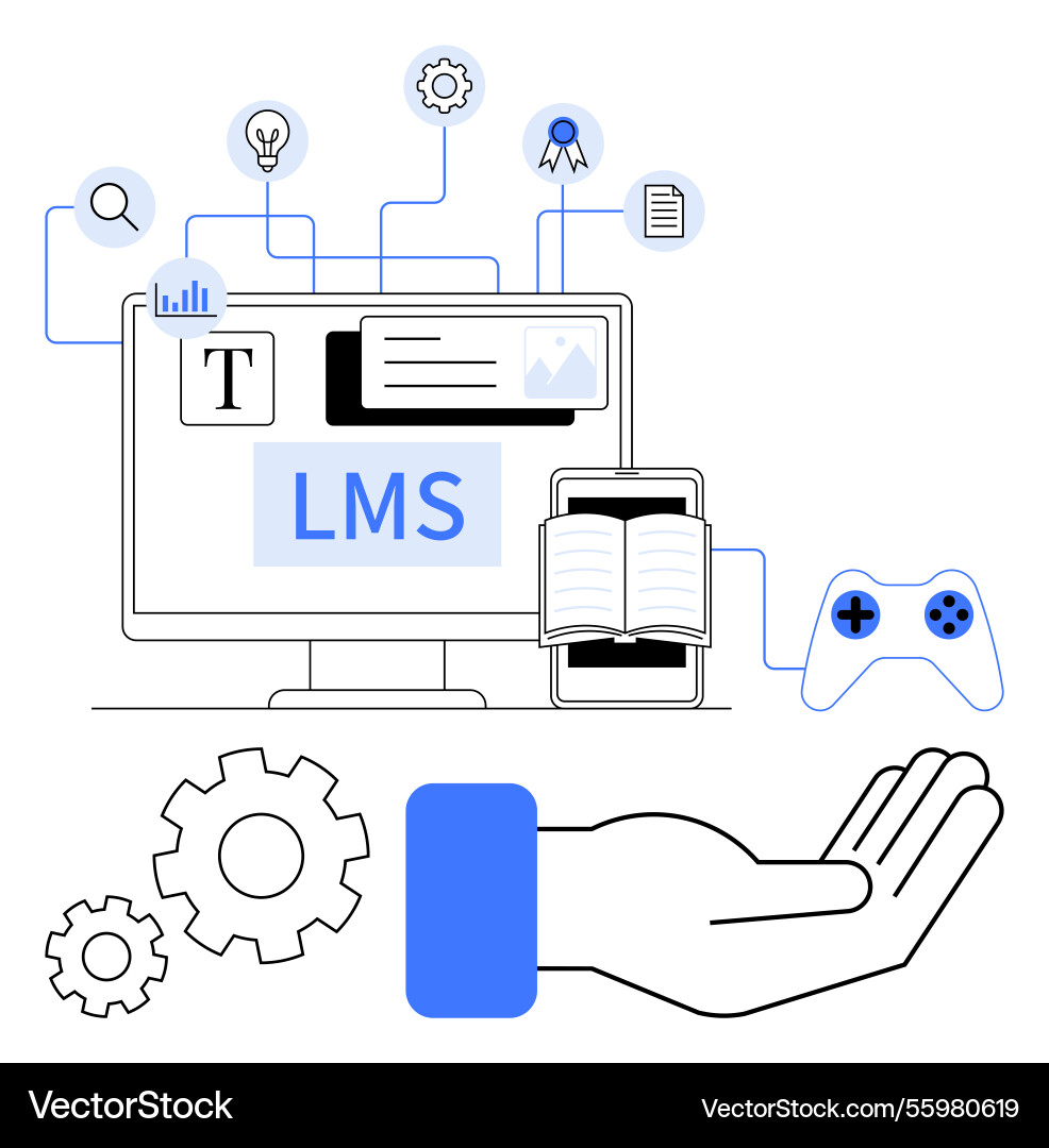 Learning management system with digital tools Vector Image