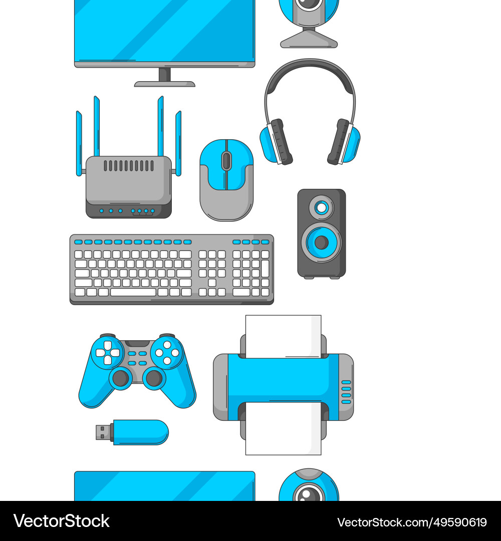 Muster mit Computerausrüstung Gaming-Technologie Muster mit Computerausrüstung Gaming-Technologie vektorbild