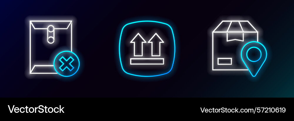 Set line location with cardboard box delete Vector Image