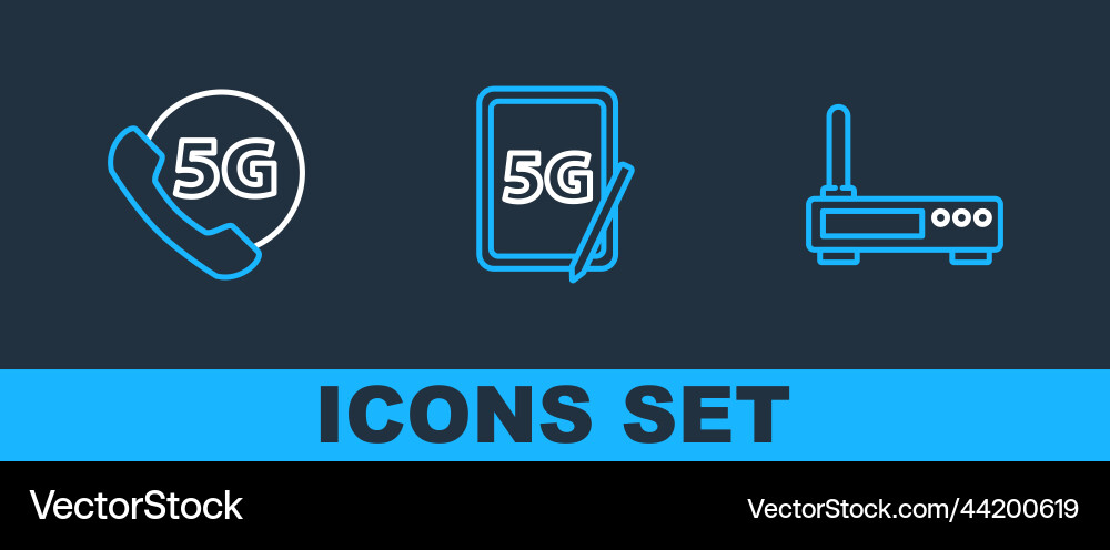 Set line router and wi-fi signal phone with 5g Set line router and wi-fi signal phone with 5g vector image