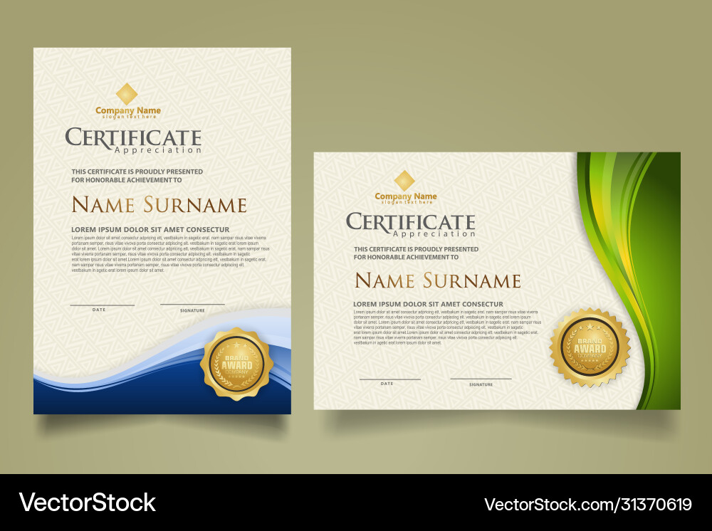 Set modern certificate template with flow lines Set modern certificate template with flow lines vector image