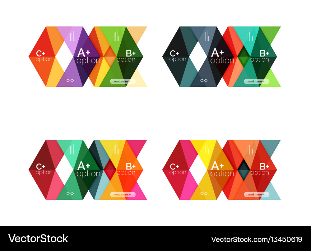 Set of color abstract arrow option infographic Set of color abstract arrow option infographic vector image