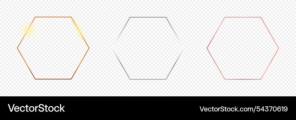 Set of three hexagon frames Set of three hexagon frames vector image