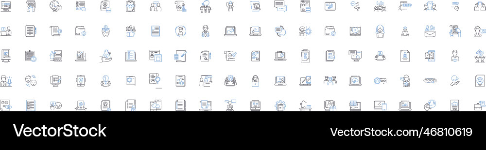 Vlogging line icons collection authenticity Vector Image