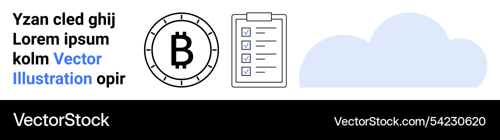 Abstract bitcoin checklist and cloud elements Abstract bitcoin checklist and cloud elements vector image