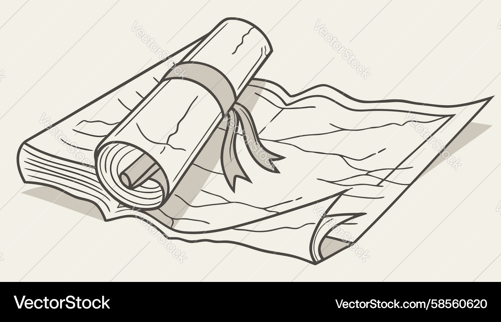 Antique Rolled Scroll Map Vector Image