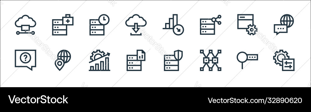 Big data line icons linear set quality Big data line icons linear set quality Vector Image