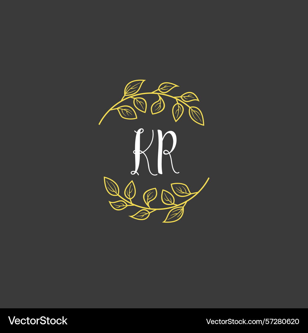 Botanical monogram logos with initial kr Vector Image