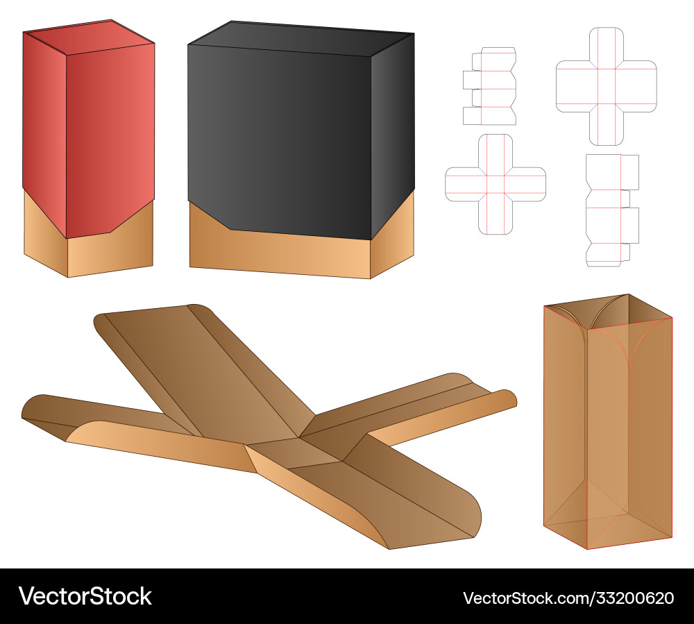 Box Verpackung Stanzschablone Design 3d Mock-up Box Verpackung Stanzschablone Design 3d Mock-up vektorbild