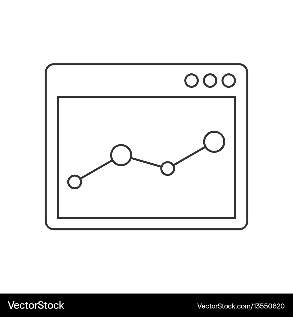 Chart Line Icon in Browser Window vector image