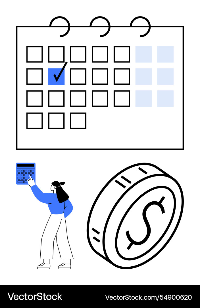 Financial planning with calendar checkmark dollar Vector Image