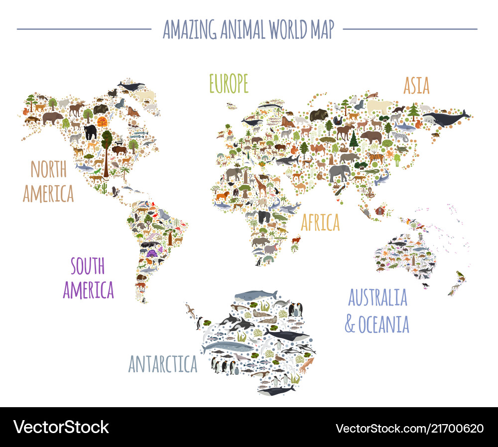 Flat world flora and fauna map constructor Flat world flora and fauna map constructor vector image