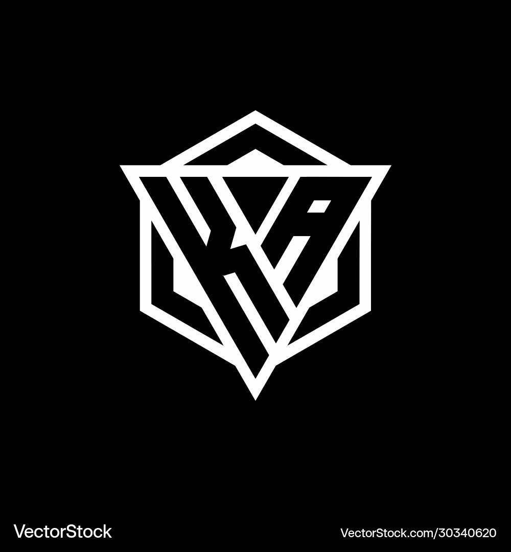 Ka logo monogram with triangle and hexagon shape vector image