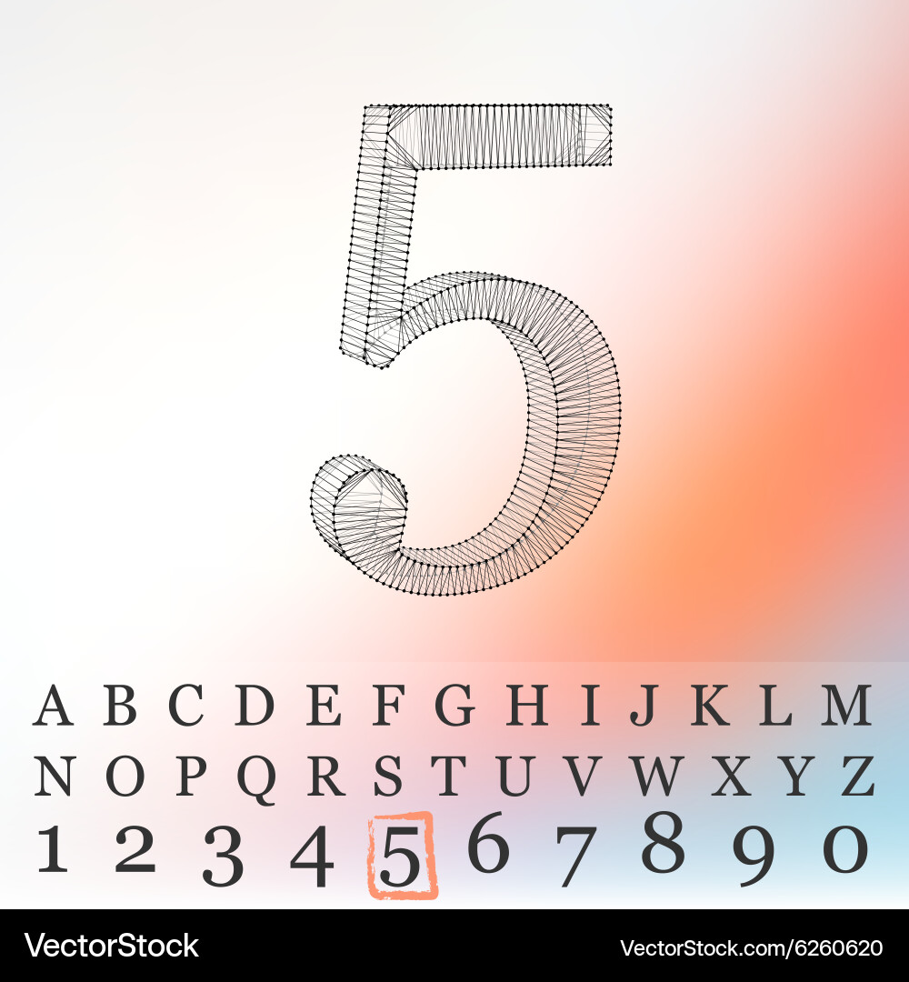 Low poly numbers font polygon number Vector Image