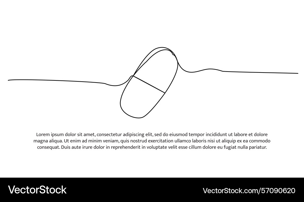 One line capsule pill abstract minimal continuous One line capsule pill abstract minimal continuous vector image