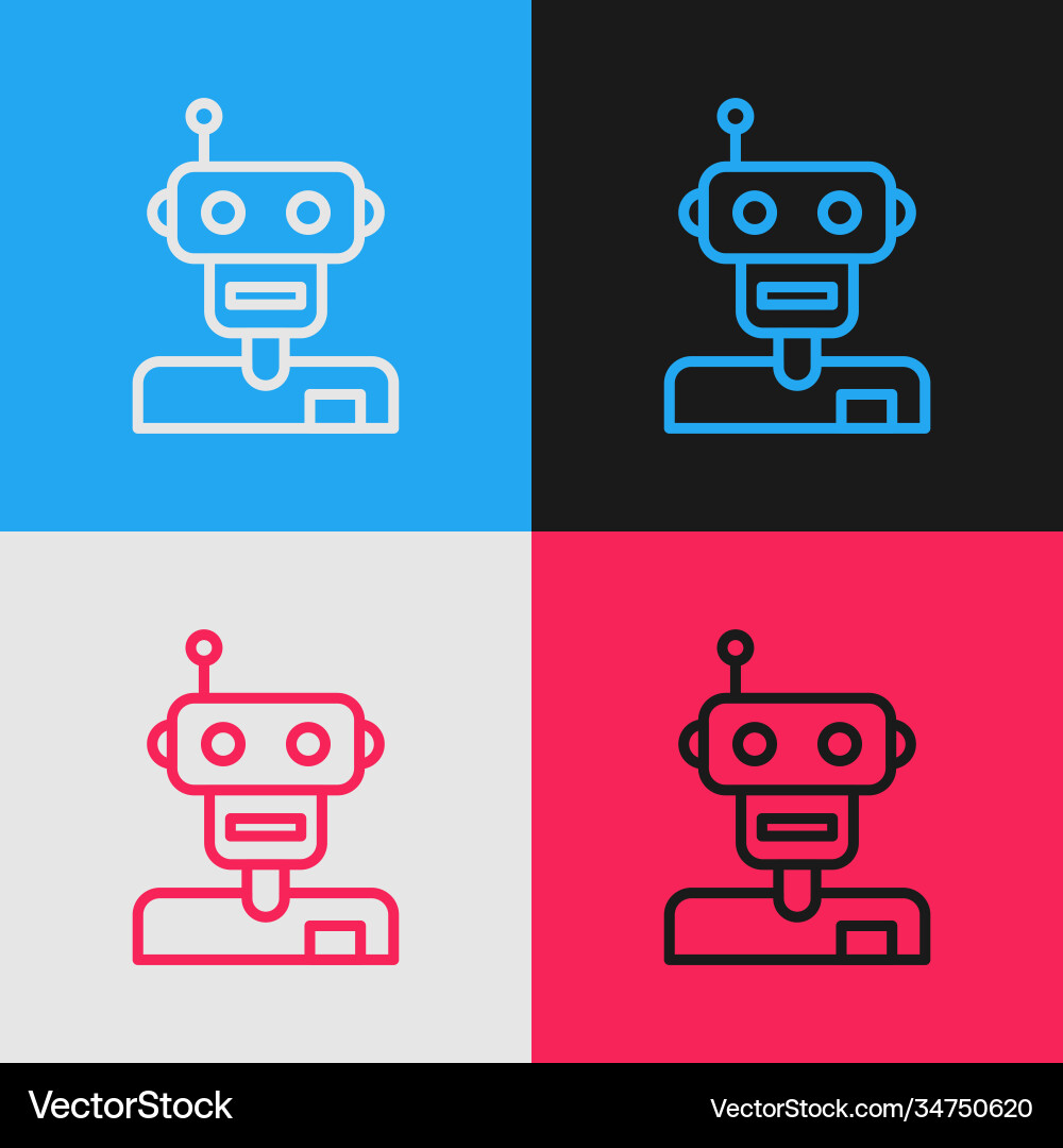 Pop art line robot icon isolated on color Pop art line robot icon isolated on color vector image