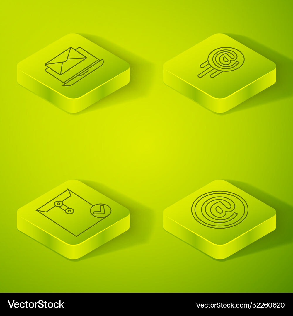 Set isometric mail and e-mail envelope check Set isometric mail and e-mail envelope check vector image