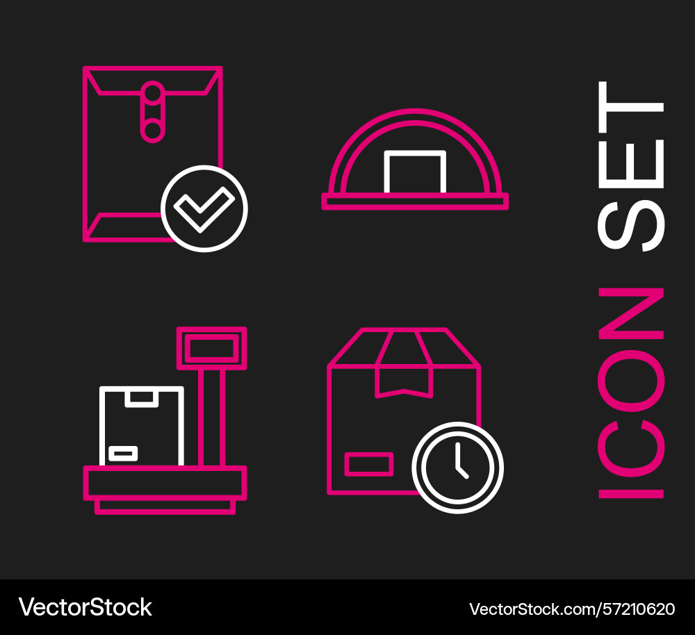 Set line cardboard box with clock scale Set line cardboard box with clock scale Vector Image