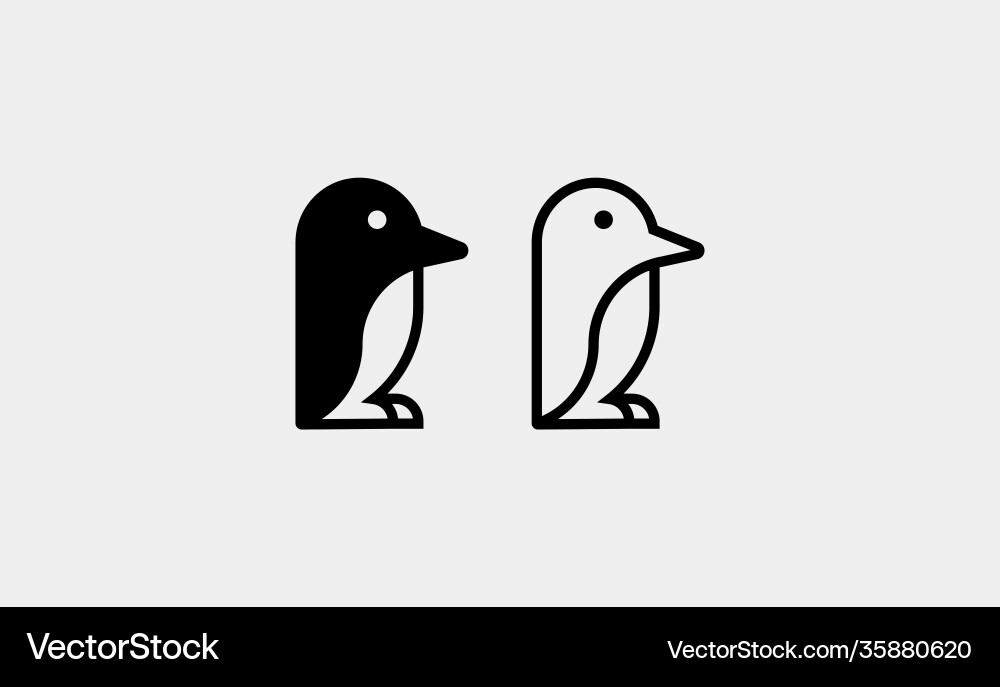 Simple penguin clipart icon design vector image