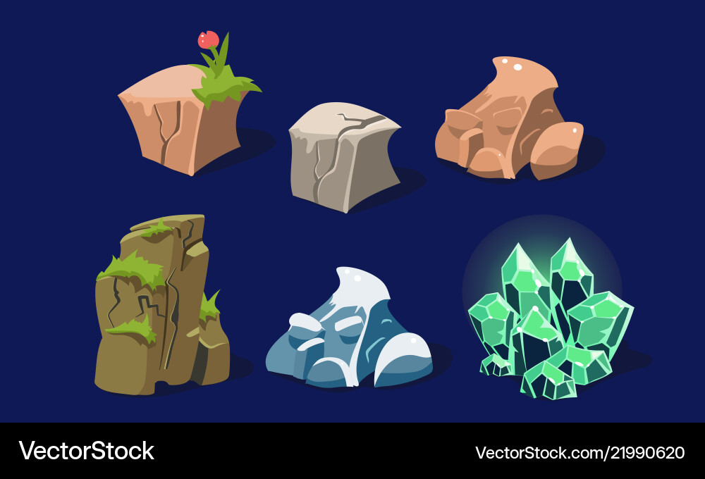 Stones and rocks set user interface assets Stones and rocks set user interface assets vector image