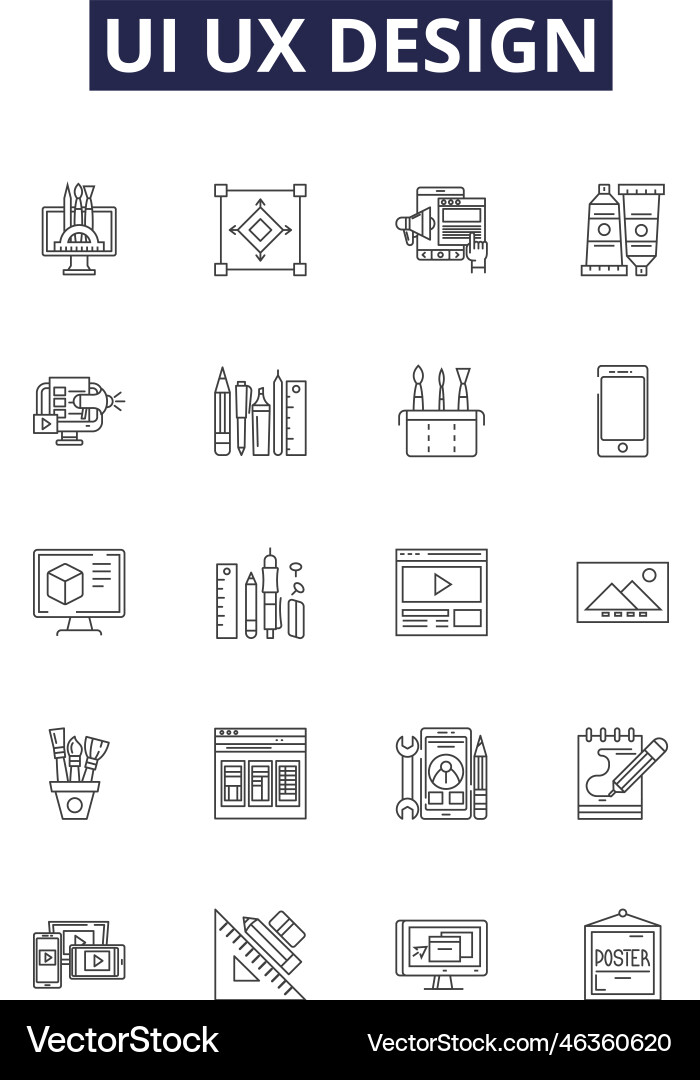 Ui ux design line icons and signs Ui ux design line icons and signs vector image