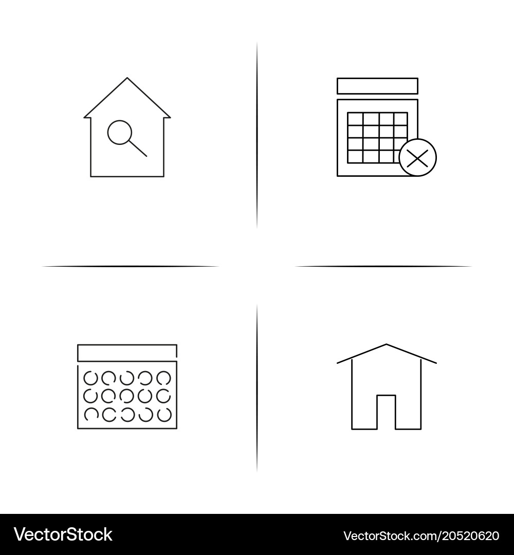 User interface simple linear icons set outlined vector image