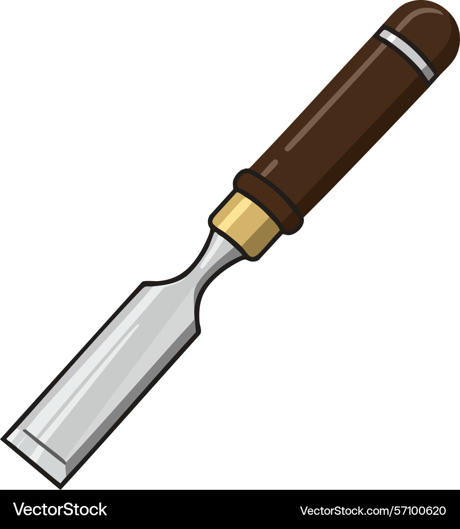 Woodworking chisel tool with brown handle Woodworking chisel tool with brown handle vector image