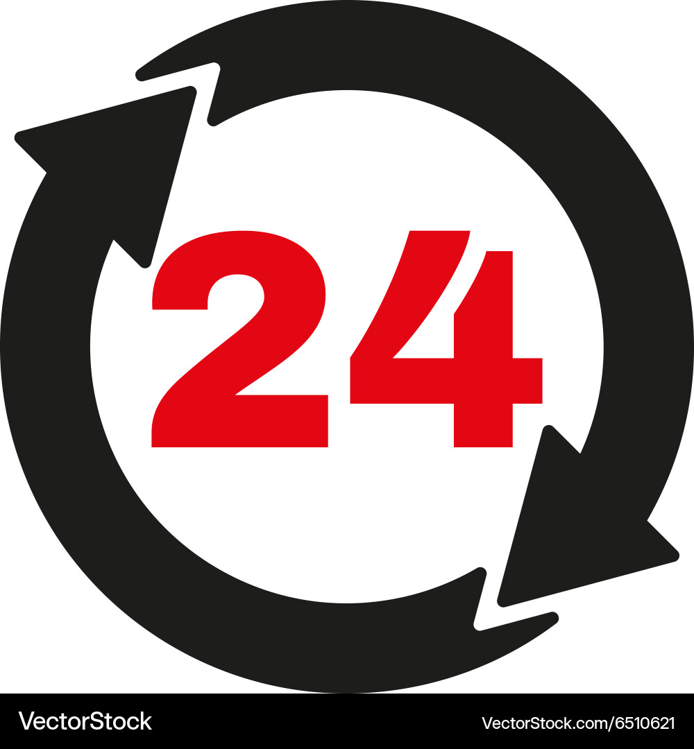 24 hours icon twenty-four open symbol vector image