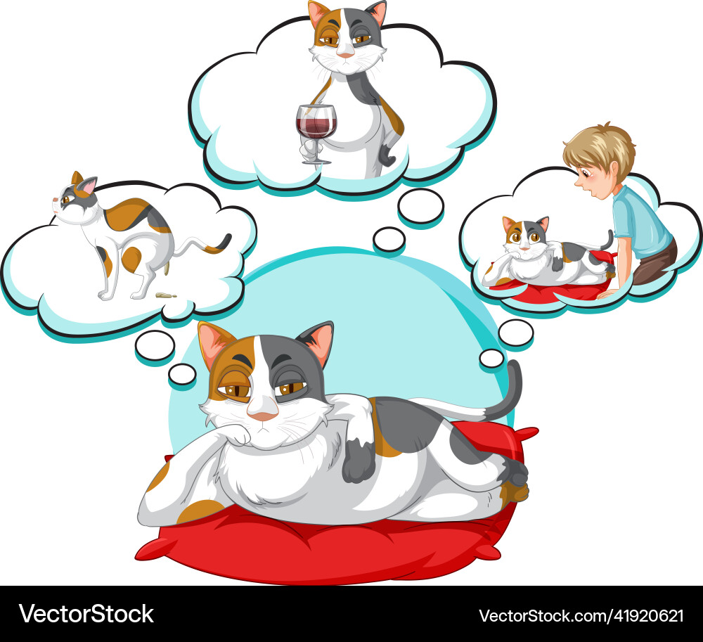 A cat thinking with callouts A cat thinking with callouts vector image
