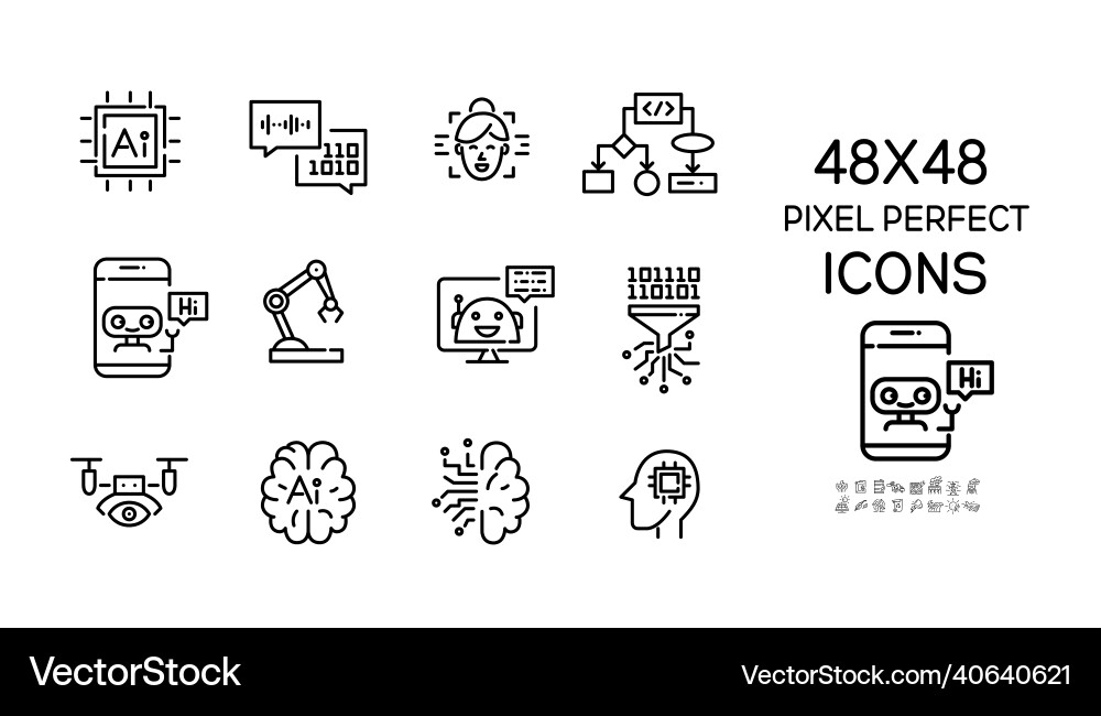 Artificial intelligence icons set big data Artificial intelligence icons set big data vector image