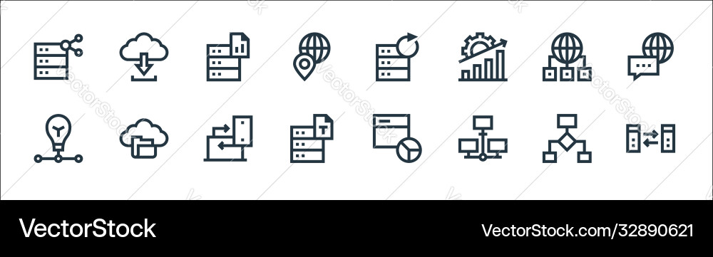 Big data line icons linear set quality Vector Image