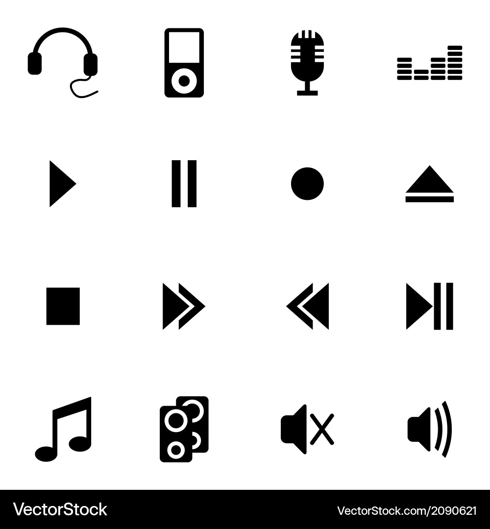 Black sound icons set vector image
