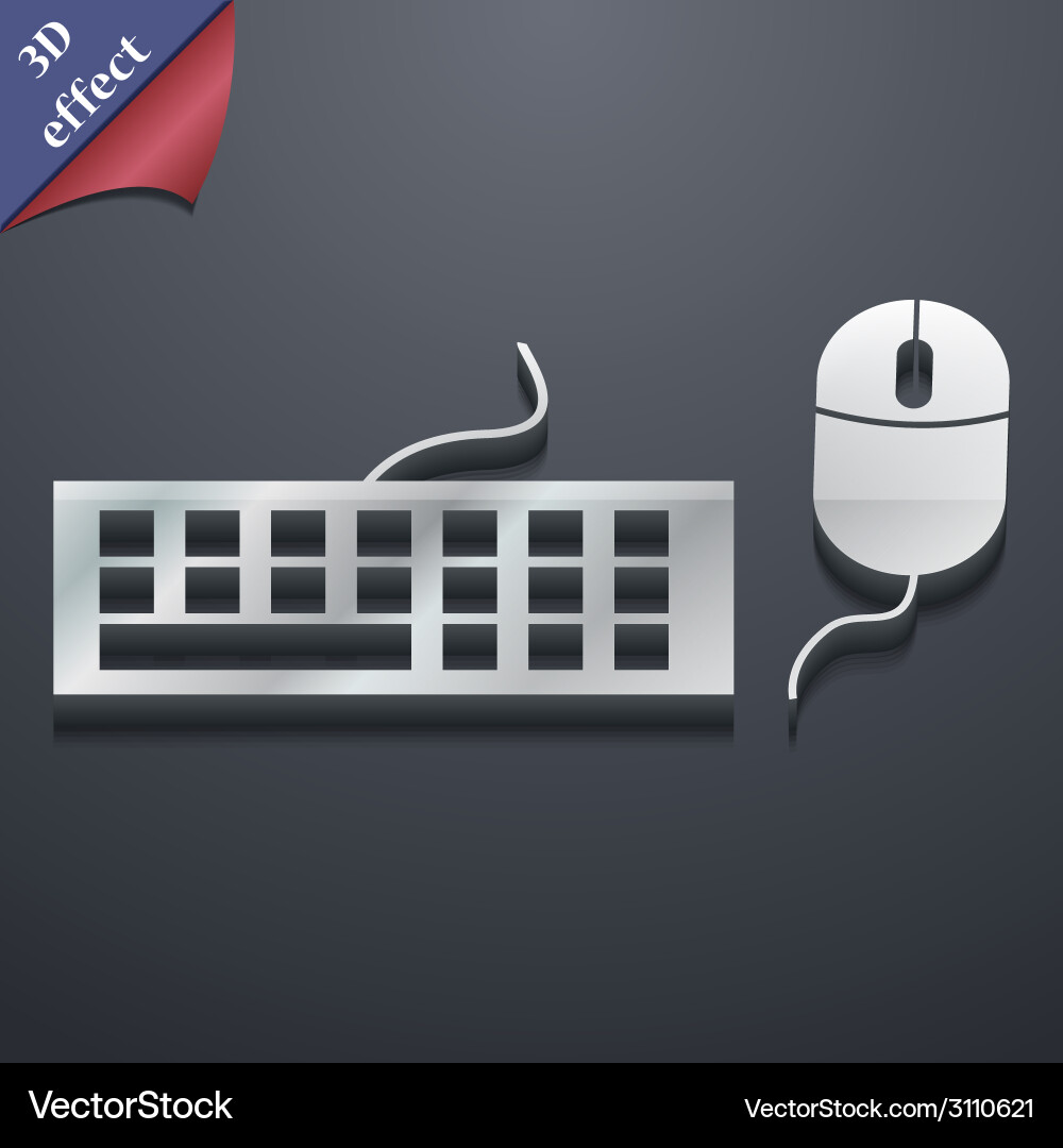 Computer keyboard and mouse icon symbol 3d style Vector Image