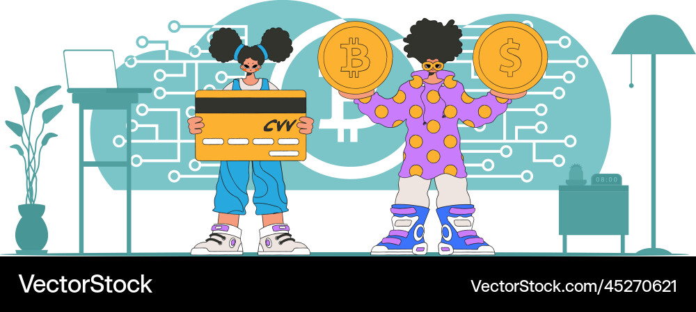 Concept of managing interaction with digital Vector Image