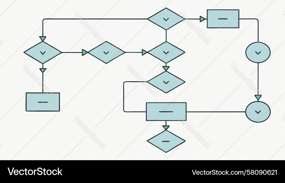 Data Flowchart with Decision Points Vector Image