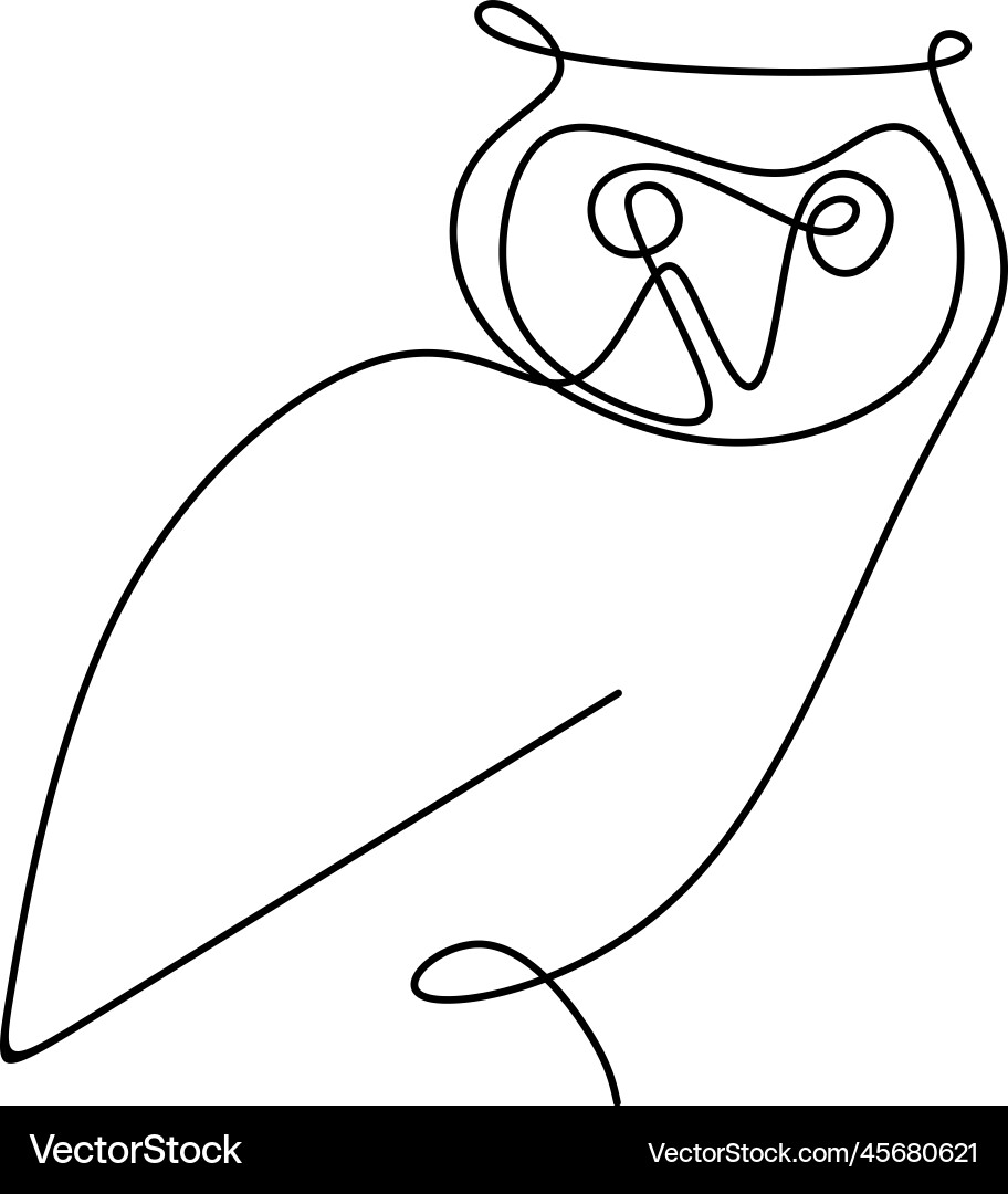 Drawing a continuous line of owls with simple Drawing a continuous line of owls with simple vector image