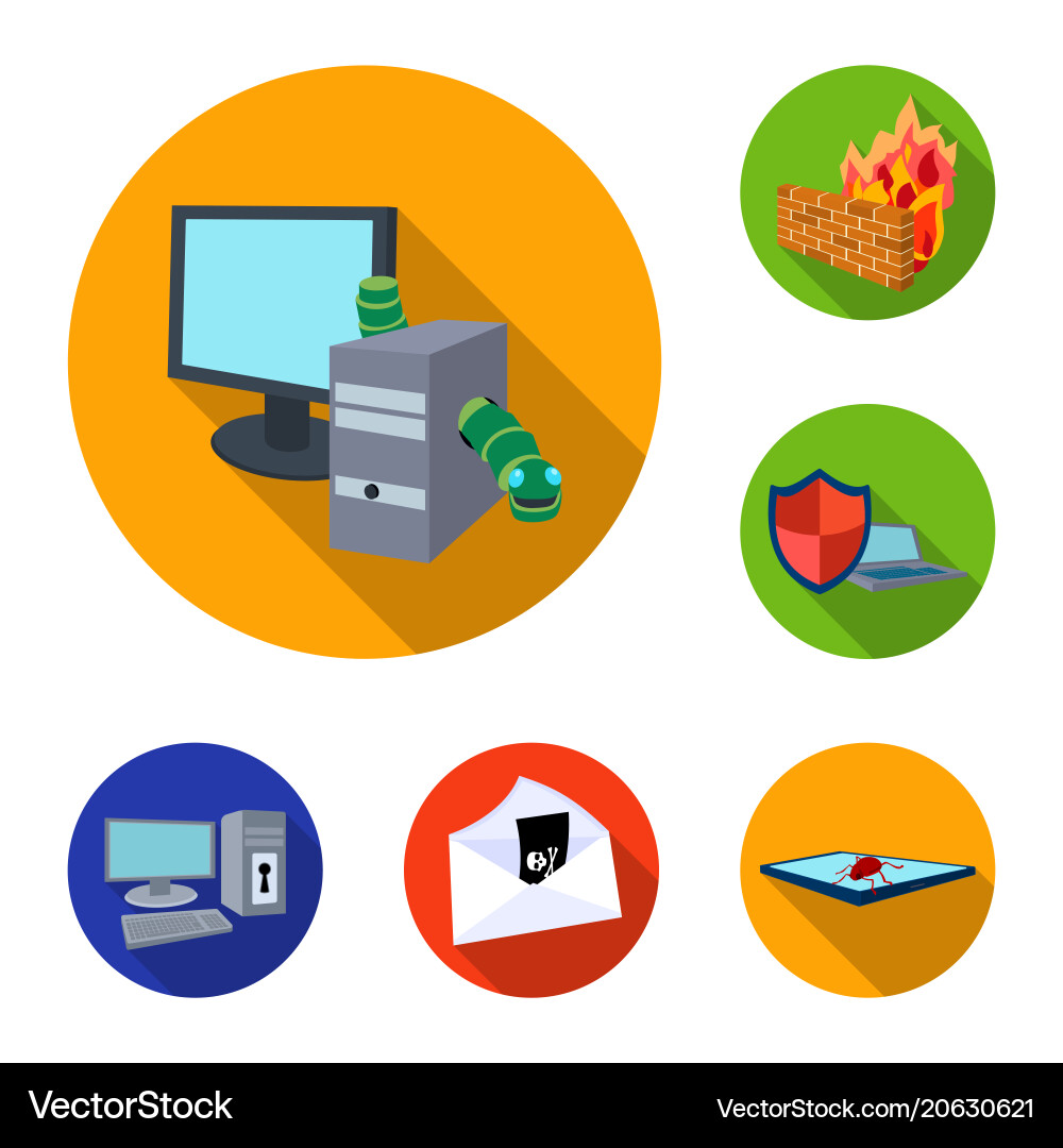 Hacker und Hacking flache Icons in Set-Sammlung Vektorbild