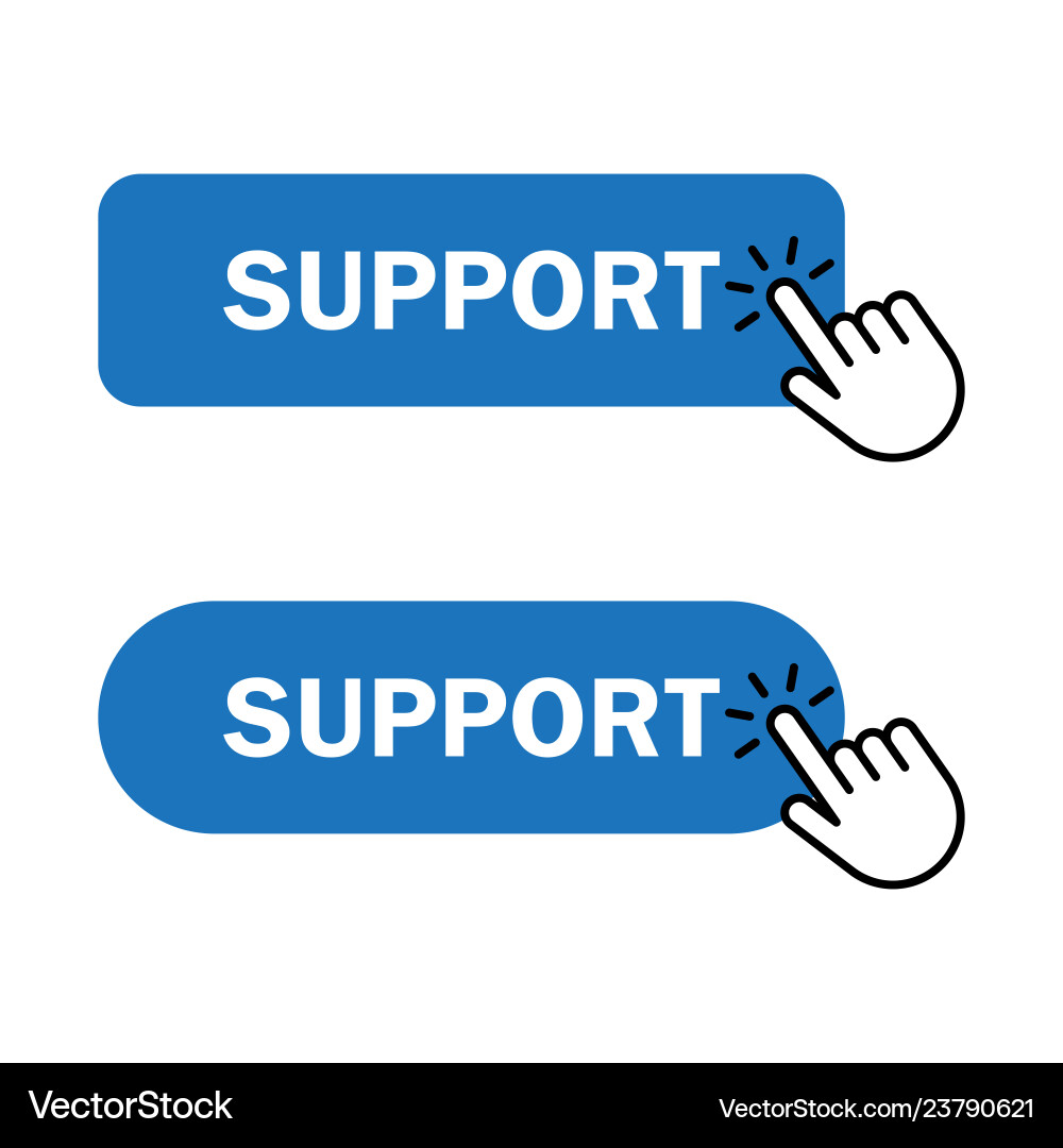 Hand cursor clicks support button vector image