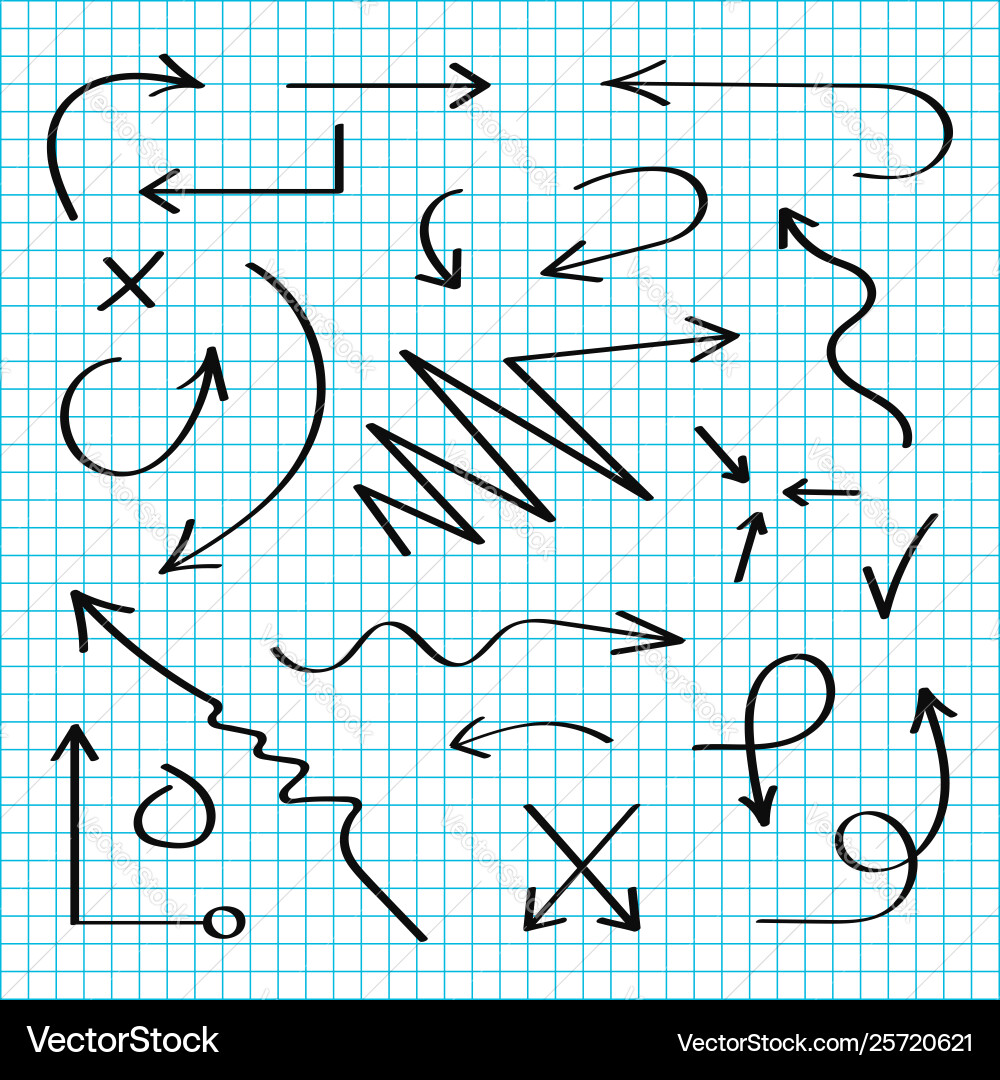 Hand drawn arrows set black sketch Hand drawn arrows set black sketch vector image