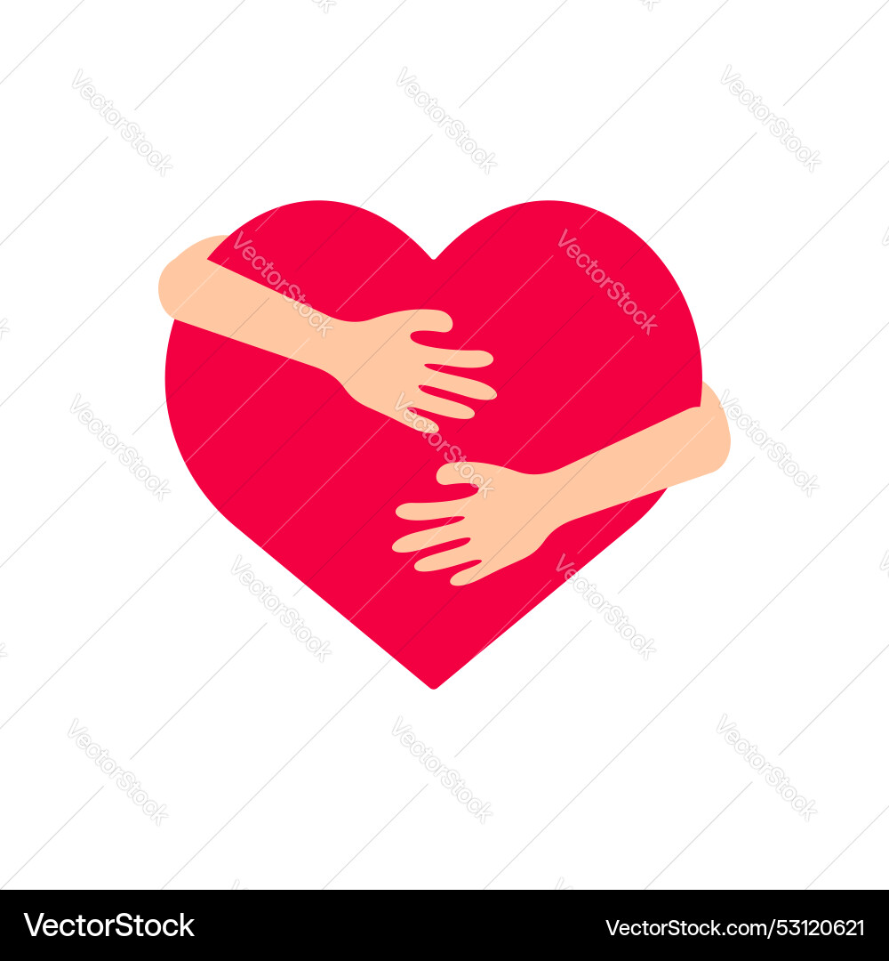 Hands embracing hugging heart icon Hands embracing hugging heart icon Vector Image