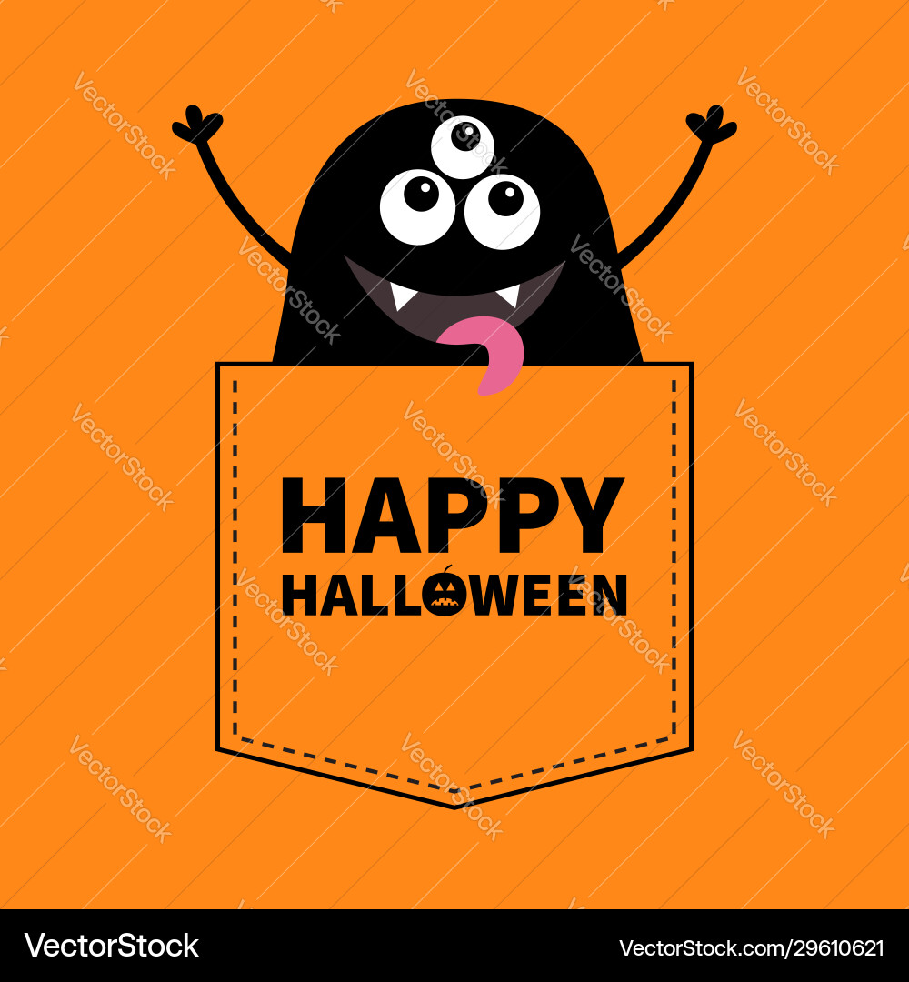 Happy halloween schwarz monster silhouette Happy halloween schwarz monster silhouette vektorbild